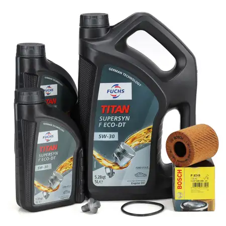 7L FUCHS TITAN SUPERSYN F ECO-DT 5W30 Motor&ouml;l + BOSCH &Ouml;lfilter PSA FIAT FORD 2.2/2.4 D