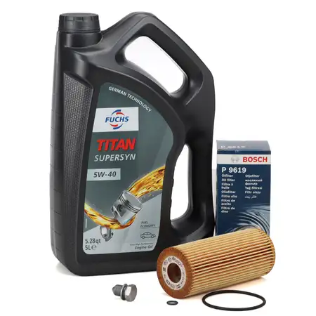 5L FUCHS TITAN SUPERSYN 5W-40 Motor&ouml;l + BOSCH &Ouml;lfilter VW Golf 4 Passat Sharan 1.9-2.5 TDI