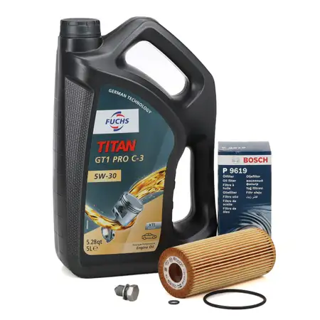 5L FUCHS TITAN GT1 PRO C-3 5W-30 Motor&ouml;l + BOSCH &Ouml;lfilter VW Golf 4 Passat B5 1.9-2.5 TDI