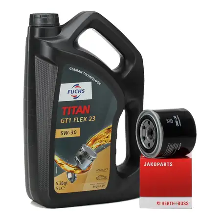 5 Liter FUCHS Motor&ouml;l 5W30 + HERTH+BUSS &Ouml;lfilter HONDA HYUNDAI KIA MAZDA TOYOTA