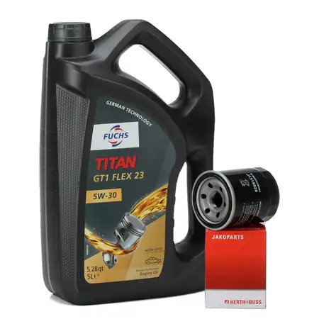 5 Liter FUCHS Motor&ouml;l 5W30 + HERTH+BUSS &Ouml;lfilter MITSUBISHI Colt SMART ForFour