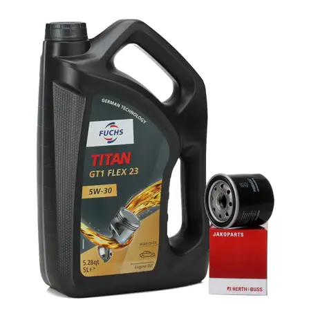 5 Liter FUCHS Motor&ouml;l 5W30 + HERTH+BUSS &Ouml;lfilter f&uuml;r DAEWOO SUZUKI J1316004