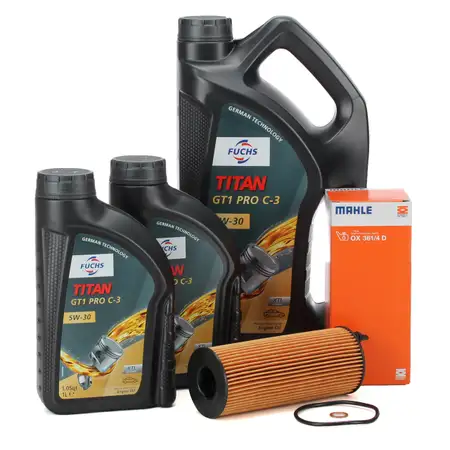 6L 6 Liter FUCHS Motor&ouml;l TITAN GT1 PRO C-3 5W30 + MAHLE &Ouml;lfilter OX361/4D