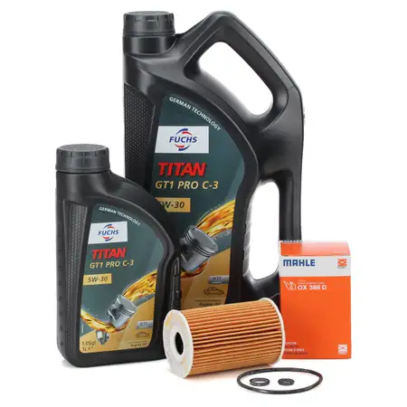 5L 5 Liter FUCHS Motor&ouml;l TITAN GT1 PRO C-3 5W30 + MAHLE &Ouml;lfilter OX388D