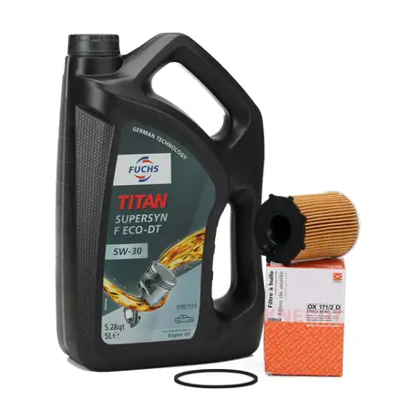 5 Liter FUCHS Motor&ouml;l &Ouml;L TITAN SuperSyn F Eco-DT 5W-30 + MAHLE OX171/2D &Ouml;lfilter