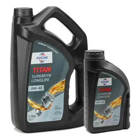 6L 6 Liter FUCHS MOTOR&Ouml;L TITAN SuperSyn Longlife 0W-40 ACEA A3/B4 FORD M2C937-A