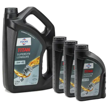 8L 8 Liter FUCHS MOTOR&Ouml;L TITAN SuperSyn Longlife 0W-40 ACEA A3/B4 FORD M2C937-A