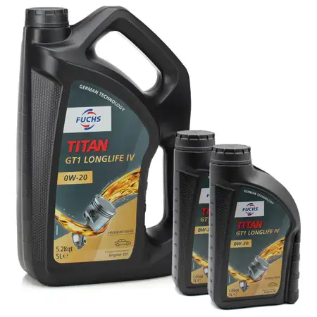 7L 7 Liter FUCHS Motor&ouml;l &Ouml;l TITAN GT1 LONGLIFE IV 0W20 ACEA C5 VW 508.00/509.00