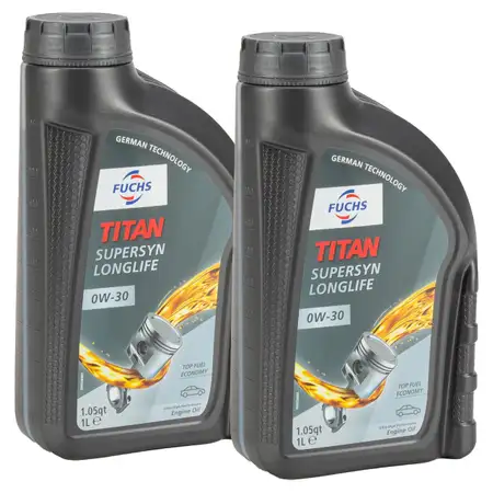 2L 2 Liter FUCHS TITAN SUPERSYN LONGLIFE 0W-30 Motor&ouml;l &Ouml;l MB 229.5 VW 502/505.00