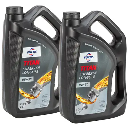 10L 10 Liter FUCHS TITAN SUPERSYN LONGLIFE 0W-30 Motor&ouml;l &Ouml;l MB 229.5 VW 502/505.00