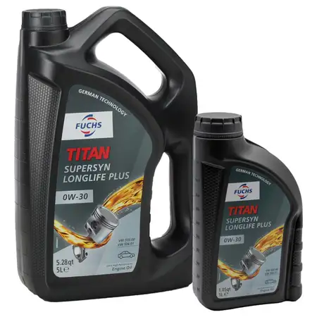 6L 6 Liter FUCHS TITAN SUPERSYN LONGLIFE PLUS 0W-30 Motor&ouml;l VW 503.00 506.00/01