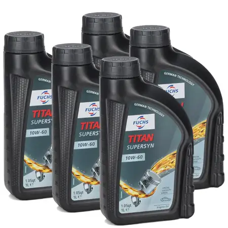 5L FUCHS TITAN SUPERSYN 10W60 Motor&ouml;l ACEA A3/B3 API SL/CF FIAT 9.55535-H3