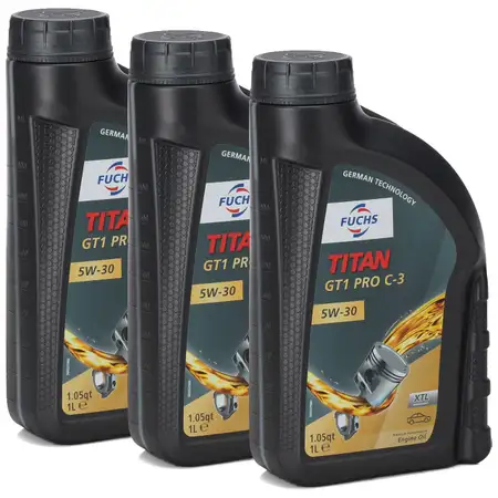 3L 3 Liter FUCHS MOTOR&Ouml;L TITAN GT1 Pro C-3 5W30 BMW LL04 VW 504/507.00 MB 229.51