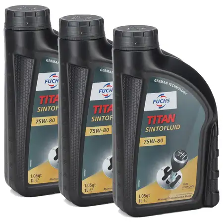 3L 3 Liter FUCHS TITAN SINTOFLUID SAE 75W80 Getriebe&ouml;l Schaltgetriebe&ouml;l API GL-4