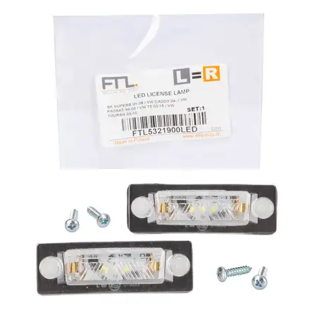 2x LED Kennzeichenleuchte f&uuml;r SKODA Superb I 3U4 VW Passat 3B 3C Touran T5