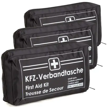 3x AUTO PKW KFZ Verbandtasche Verbandkasten Erste-Hilfe SCHWARZ DIN13164-2022 MHD 07.2028