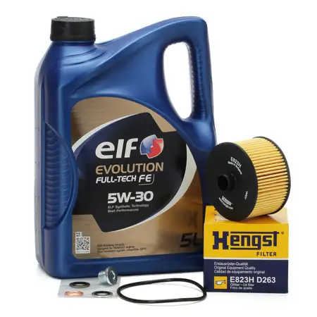 5L elf 5W30 Motor&ouml;l + HENGST &Ouml;lfilter f&uuml;r MERCEDES RENAULT DACIA SMART 0.9+1.2+1.3