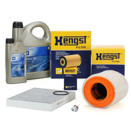 HENGST Filterset + 6L ORIGINAL 5W30 dexos2 Motor&ouml;l OPEL Astra K 1.6 Turbo 200 PS