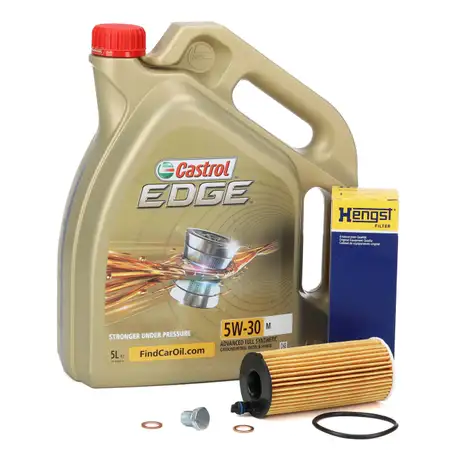 5L CASTROL EDGE 5W-30 M LL-04 Motor&ouml;l + HENGST &Ouml;lfilter BMW F20/21 F22/23 F30 F32 B37 B38