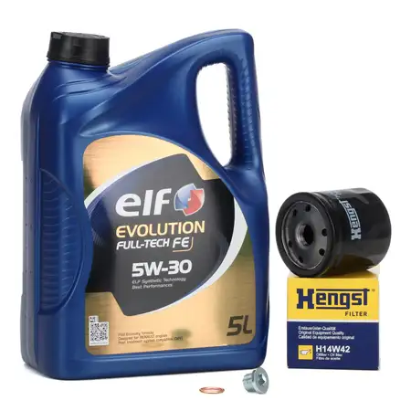 5L 5 Liter elf Full-Tech FE 5W30 Motor&ouml;l + HENGST &Ouml;lfilter NISSAN MERCEDES RENAULT DACIA