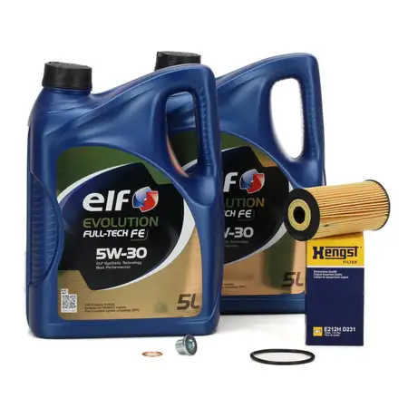 10L 10 Liter elf Full-Tech FE 5W30 Motor&ouml;l + HENGST &Ouml;lfilter NISSAN MERCEDES OPEL RENAULT