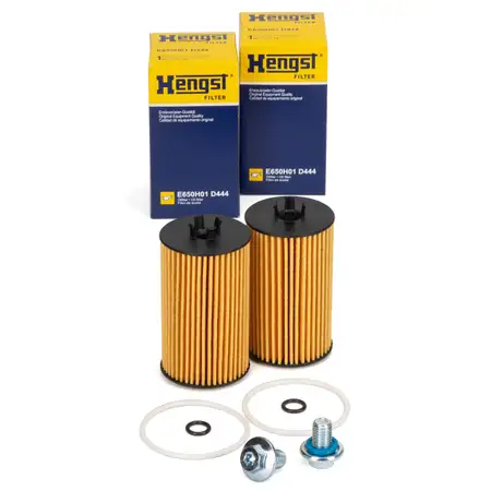 2x HENGST E650H01D444 &Ouml;lfilter + Schraube OPEL Astra J K Insignia Mokka Zafira C 1.6 CDTI