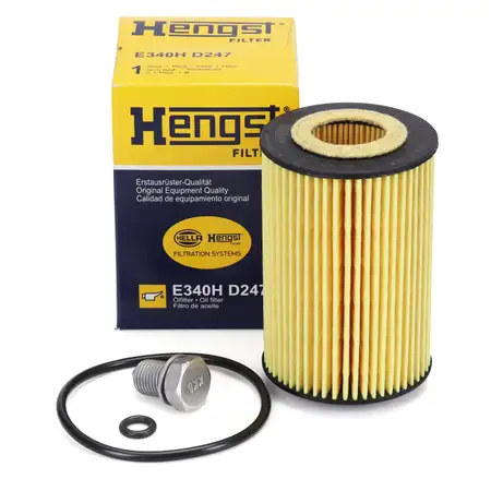 HENGST E340HD247 &Ouml;lfilter + Schraube VW Golf 7 Passat B8 Polo Tiguan Touran T6 1.6/2.0 TDI