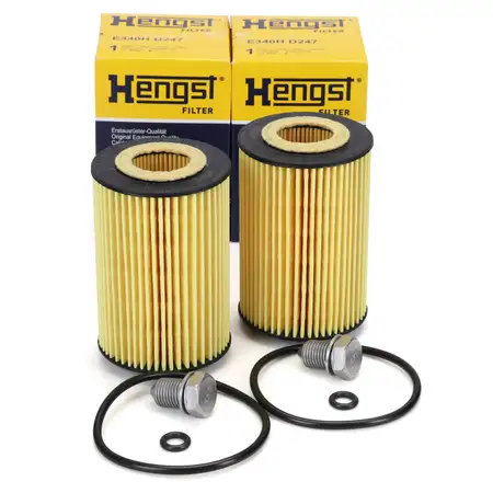 2x HENGST E340HD247 &Ouml;lfilter + Schraube VW Golf 7 Passat Polo Tiguan Touran T6 1.6/2.0 TDI