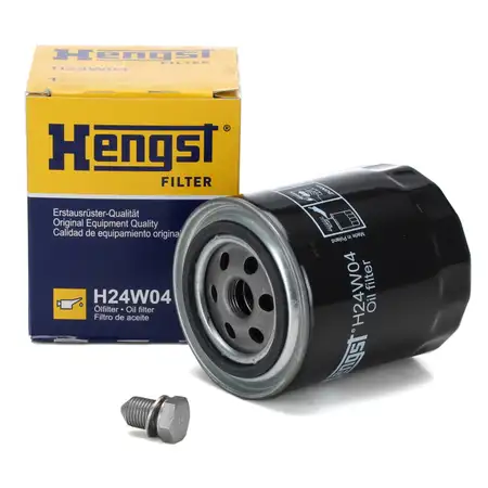 HENGST H24W04 &Ouml;lfilter + Ablassschraube VW Passat B5 AUDI A4 B5-7 A6 A8 SKODA Superb 1 V6