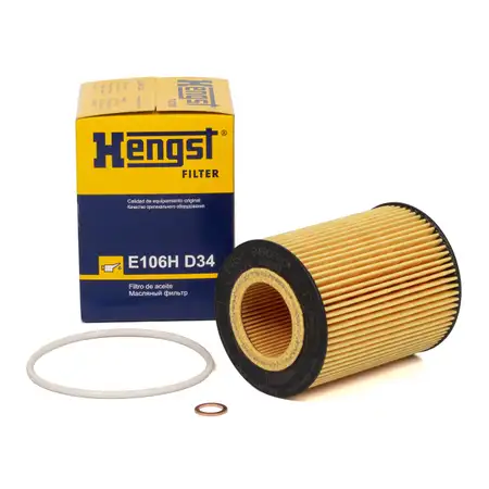 HENGST E106HD34 &Ouml;lfilter BMW E36 E46 E39 E60 E61 E38 E65-67 M50 M52 M54 BENZINER