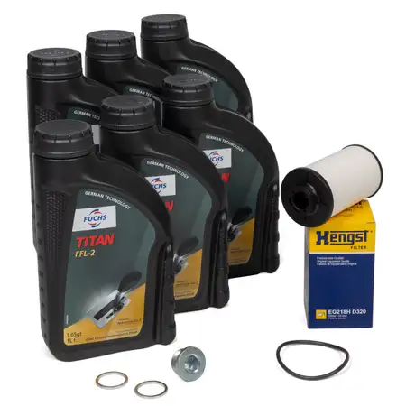 HENGST Getriebefilter + 6L Getriebe&ouml;l f&uuml;r AUDI SEAT SKODA VW 6-Gang DSG DQ250