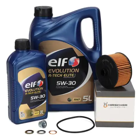 6L elf Evolution R-TECH ELITE 5W30 Motor&ouml;l + HIRSCHER &Ouml;lfilter RENAULT 152095084R