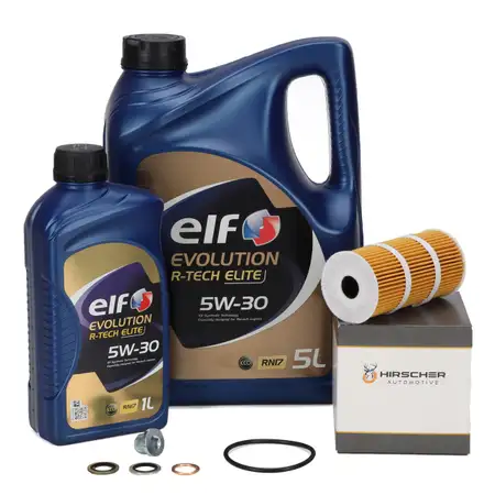 6L elf Evolution R-TECH ELITE 5W30 Motor&ouml;l + HIRSCHER &Ouml;lfilter RENAULT 152093920R