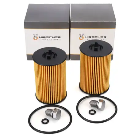 2x HIRSCHER &Ouml;lfilter + Schraube VW Golf 7 Passat B8 Polo 6 Tiguan Touran T6 1.6/2.0 TDI