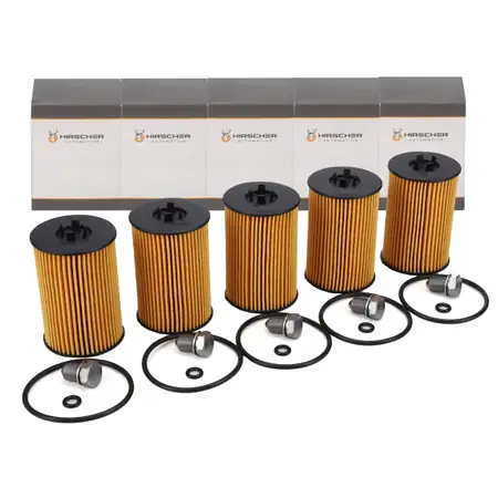 5x HIRSCHER &Ouml;lfilter + Schraube VW Golf 7 Passat B8 Polo 6 Tiguan Touran T6 1.6/2.0 TDI