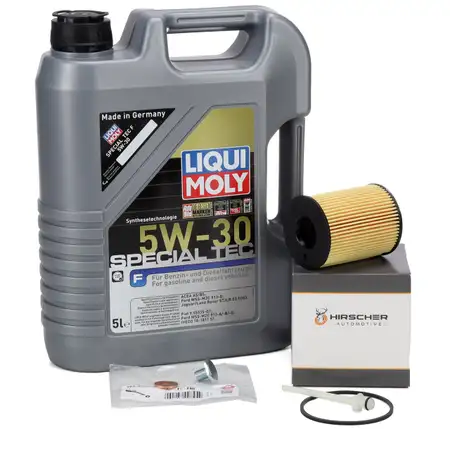 5L LIQUI MOLY SPECIAL TEC F 5W30 Motor&ouml;l + HIRSCHER &Ouml;lfilter FIAT FORD PSA VOLVO 1.4-1.6 D