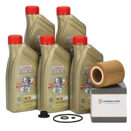 5L CASTROL EDGE 5W30 M LL-04 Motor&ouml;l+ HIRSCHER &Ouml;lfilter BMW F30-34 F32-36 F10 F11 X1 N20