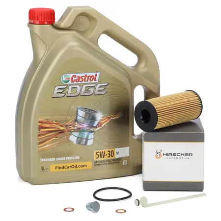 5L CASTROL EDGE 5W-30 M LL-04 Motor&ouml;l HIRSCHER &Ouml;lfilter BMW F20/21 F22/23 F30 F32 B37 B38