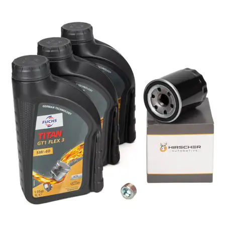 3L FUCHS 5W-40 Motor&ouml;l &Ouml;l + HIRSCHER &Ouml;lfilter FIAT 500 500L Doblo Panda Punto 1.2 1.4