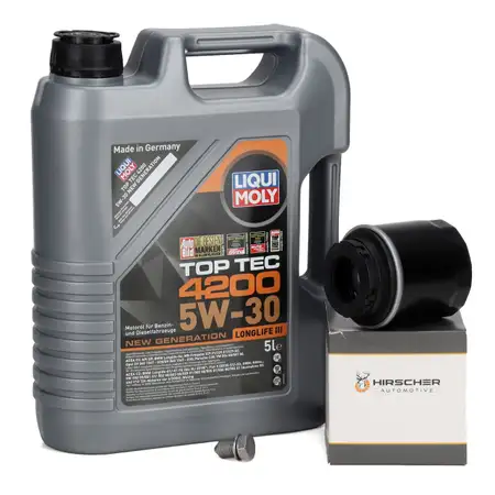 5L LIQUI MOLY TOP TEC 4200 5W30 Motor&ouml;l + HIRSCHER &Ouml;lfilter VAG 1.2/1.4 TSI 03C115561H