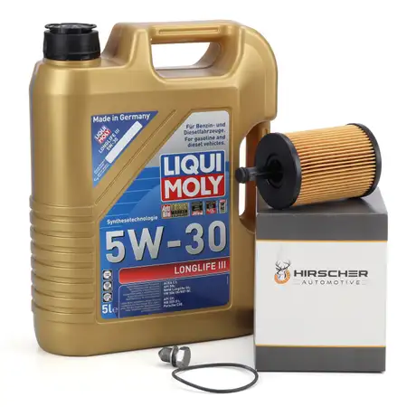 5L LIQUI MOLY 5W30 LONGLIFE III Motor&ouml;l + HIRSCHER &Ouml;lfilter f&uuml;r VAG 071115562C