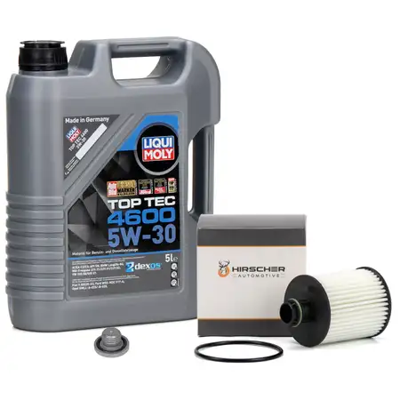 5L LIQUI MOLY Motor&ouml;l 5W30 dexos2 + HIRSCHER &Ouml;lfilter OPEL Astra J Corsa D 1.3 CDTI