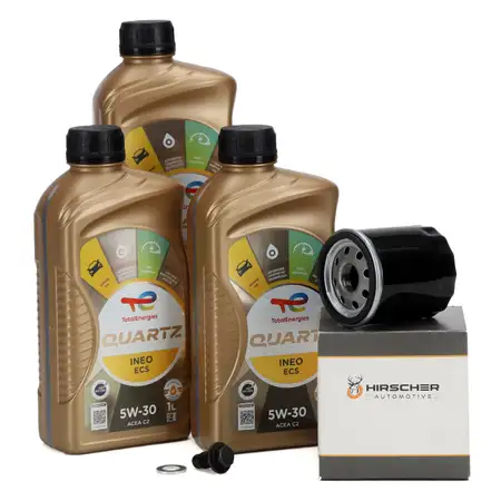 3L TOTAL QUARTZ INEO ECS 5W-30 Motor&ouml;l + HIRSCHER &Ouml;lfilter CITROEN C1 PEUGEOT 107 108 1.0