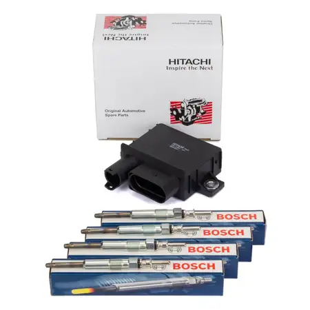 HITACHI Steuerger&auml;t Gl&uuml;hzeit + 4x BOSCH Gl&uuml;hkerze BMW 3er E46 318d 320d 115-129 PS M47N