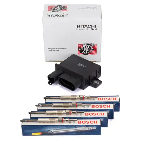 HITACHI Steuerger&auml;t Gl&uuml;hzeit + 4x BOSCH Gl&uuml;hkerze BMW E87 E46 E90 E91 E60 E61 X3 E83 M47