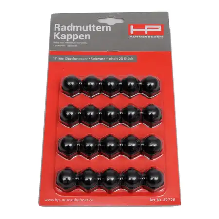 HP 82728 Radschrauben Kappen Abdeckung RALLYE-CAPS Schwarz 17mm (20 St&uuml;ck)