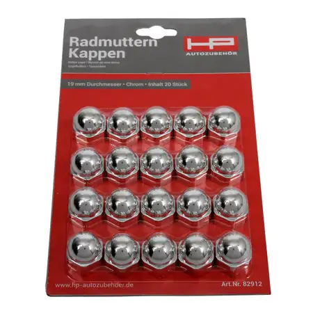 HP 82912 Radschrauben Kappen Abdeckung RALLYE-CAPS Chrom 19mm (20 St&uuml;ck)