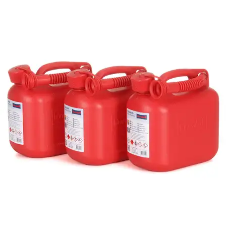 3x 5 L H&Uuml;NERSDORFF 811560 Kanister Benzinkanister Reservekanister Rot