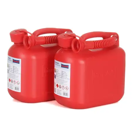 2x 5 L H&Uuml;NERSDORFF 811560 Kanister Benzinkanister Reservekanister Rot