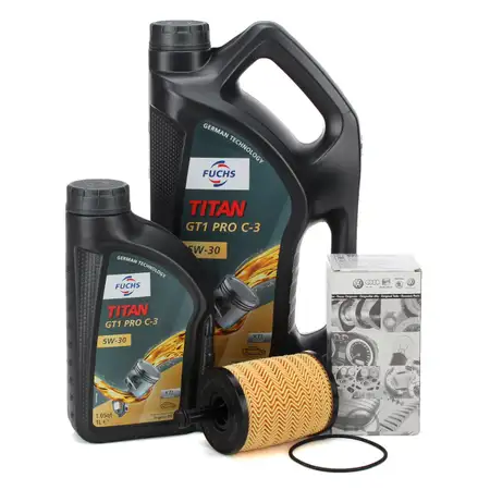 5 Liter FUCHS Motor&ouml;l TITAN GT1 PRO C-3 5W30 + ORIGINAL VAG &Ouml;lfilter 071115562C